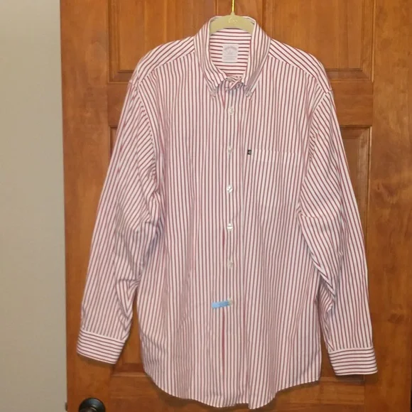 Brooks Brothers men's size L cotton button up shirt w front pocket logo - Picture 1 of 9